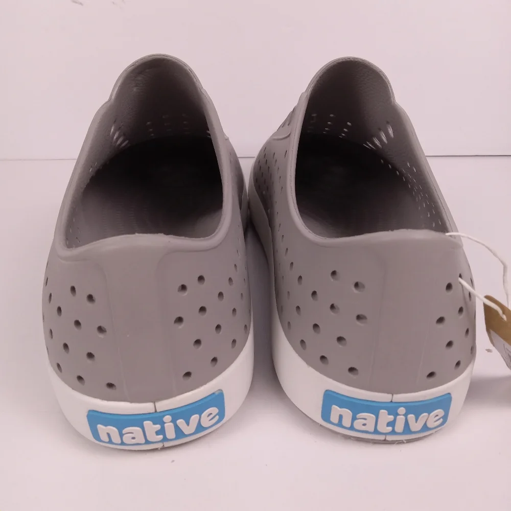Native Jefferson Shoes Womens 11 Mens 9 Pigeon Grey Shell White Unisex Slip On